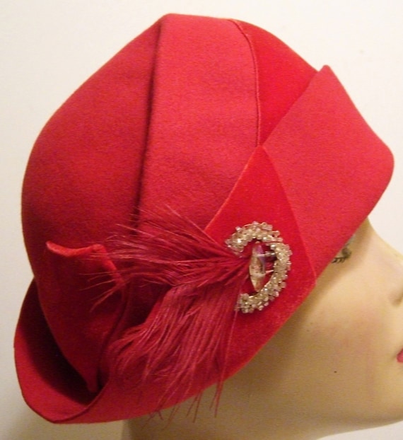 Vintage 1930's Red Fur Women's Hat