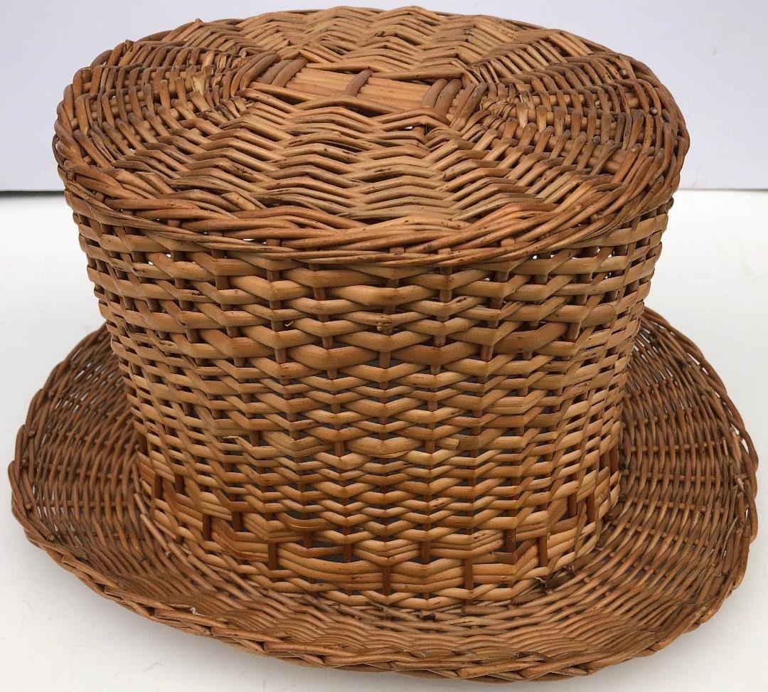 22 1/2 Vintage Wearable Wicker Men's Top Hat Etsy