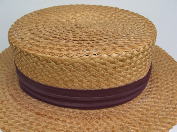 23" - Cosmopolitan Vintage Men's Straw Boater Hat - image 4