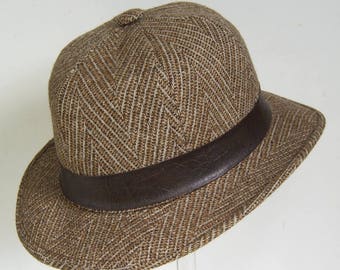 22 1/2 - Vintage 1970's Saks Fifth Avenue Wool Helmet Style Men's Hat