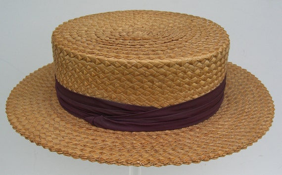 23" - Cosmopolitan Vintage Men's Straw Boater Hat - image 2