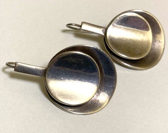 SALE - Vintage Designer Modernist Sterling Mid Century Jewelry Earrings - SALE