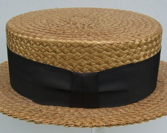 7 1/4 - Vintage John Batterson Fifth Ave New York Men's Summer Straw Boater Hat