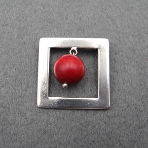 Vintage Aarikka white metal and wooden ball brooch FINLAND