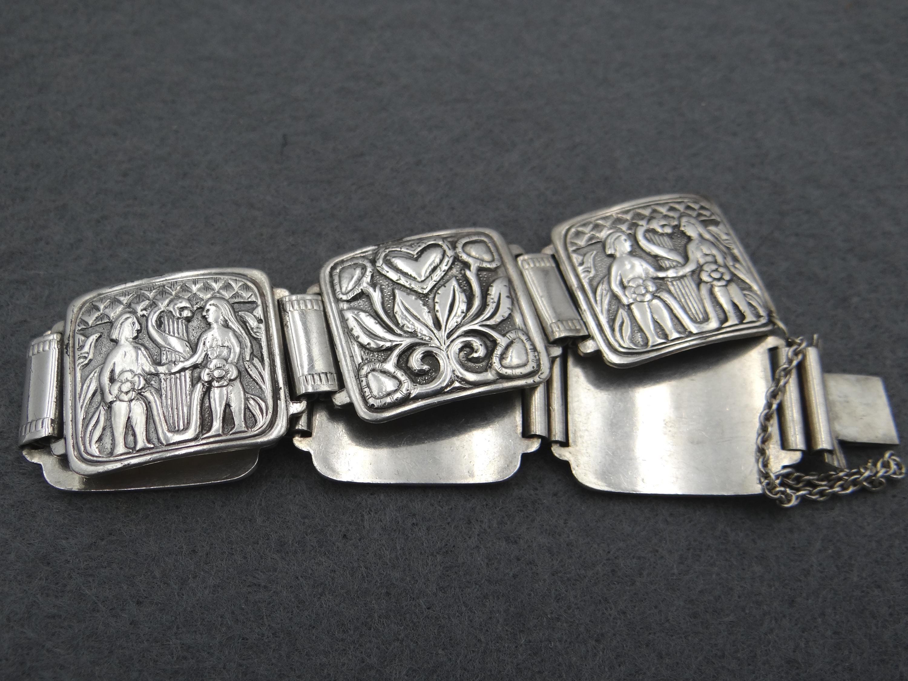 Vintage David Andersen Silver 830S Adam & Eve Bracelet Norway