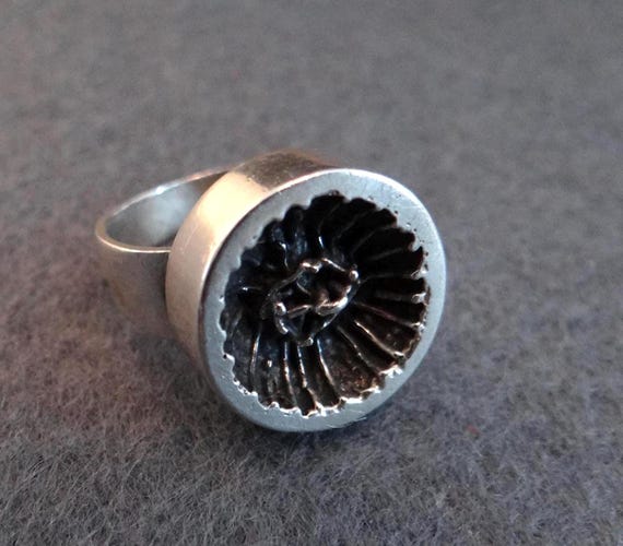 Bague tourbillon moderniste pour homme en argent sterling faite à la