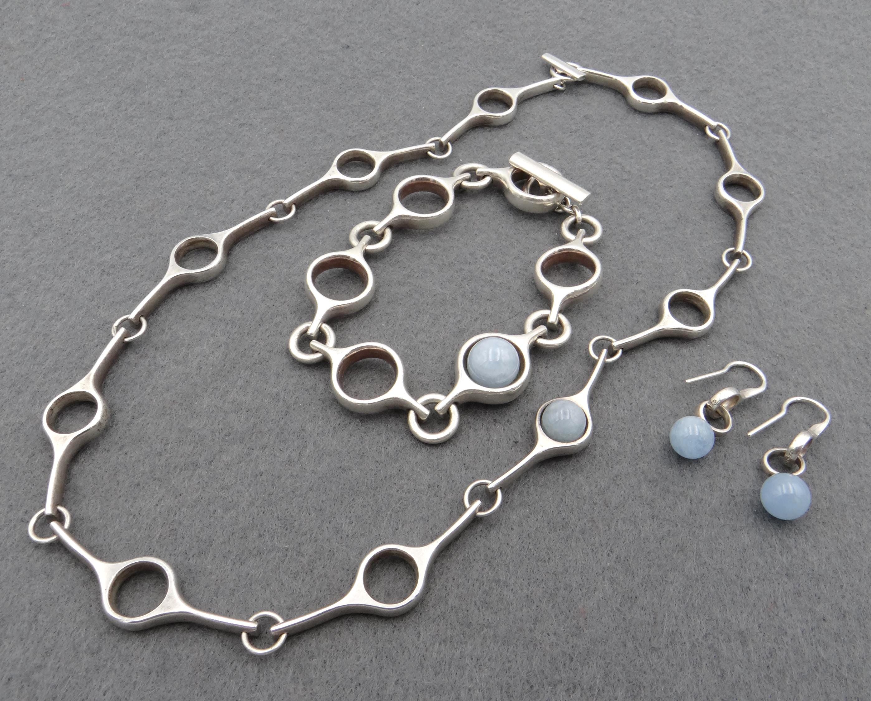 Vintage Georg Jensen Sterling Silver Aquamarine Jewelry Set