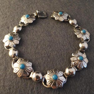 vintage 1962 PINCO bracelet en argent sterling 925 et pierres vertes SUÈDE