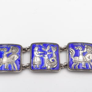 Vintage David Andersen sterling silver 925S and blue enamel bracelet Norway