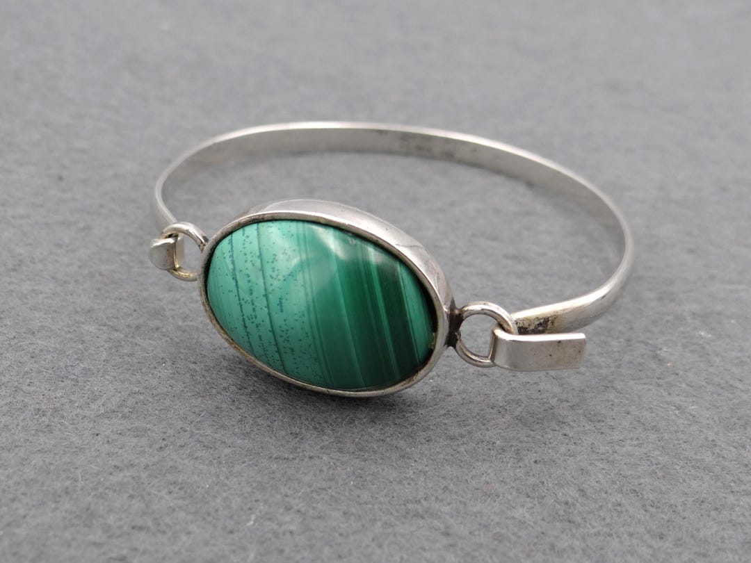 スワロフスキー✳️廃盤 boali antique green シルバー925 Vintage Svein Solberg #5 Sterling Silver 925S and Malachite Bangle