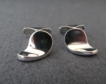 Boutons De Manchette Vintage En Argent Sterling Taxco - Signés RBR - Modèle Demi-cercle - Occasion état "GREAT"