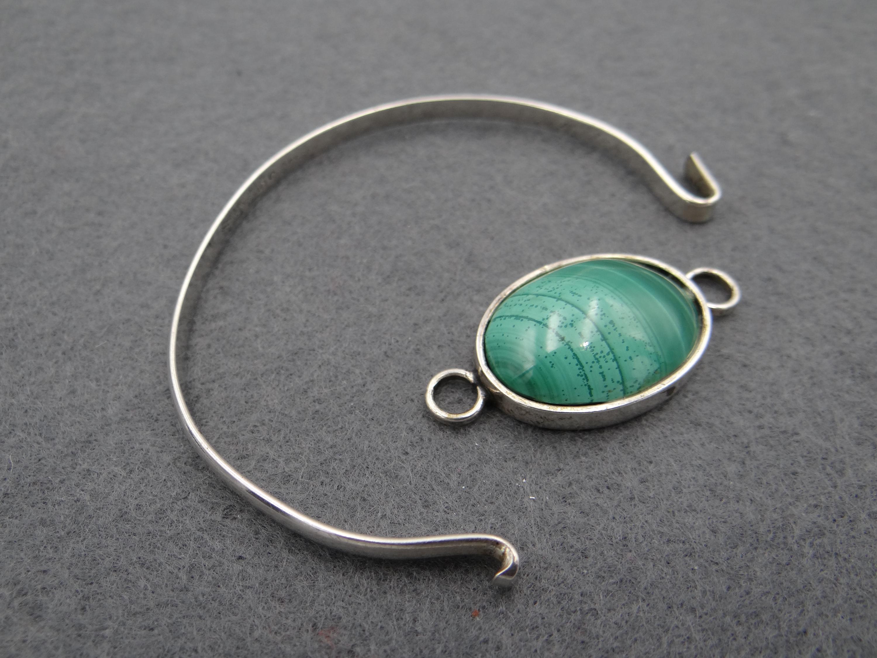 廃盤✳️スワロフスキー boali antique green シルバー925 Vintage Svein Solberg #5 Sterling Silver 925S and Malachite Bangle