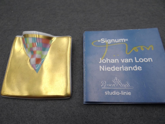 Vintage Johan van Loon for Rosenthal studio-linie porcelain brooch 1980’s Germany