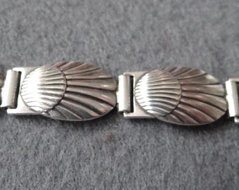 Vintage Jørgen Jensen Pewter Bracelet, Art Glass Cabochons, Danish