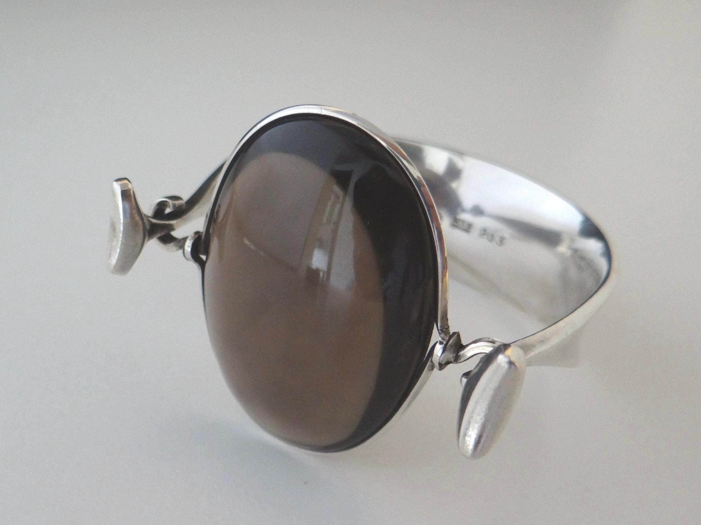 GEORG JENSEN #203 TORUN Sterling Silver 925S & Brown Stone