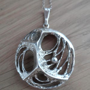 Vintage 1973 STEN & LAINE sterling silver 925S spiderweb pendat and chain Finland