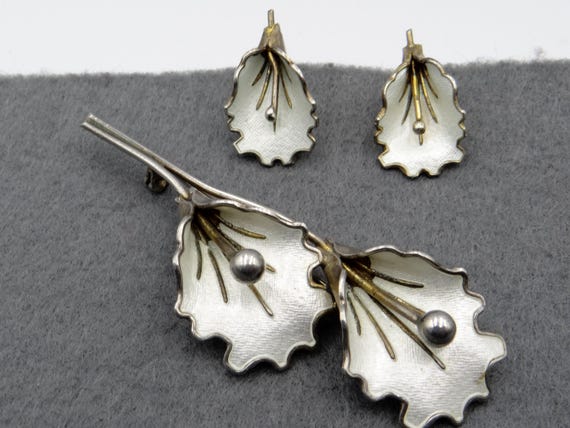 あ*や様 CELSIOR セルシオ メタルキーホルダー ヴィンテージ レトロ 希 Vintage Set Aksel Holmsen Brooch and Earrings Sterling Silver 925S