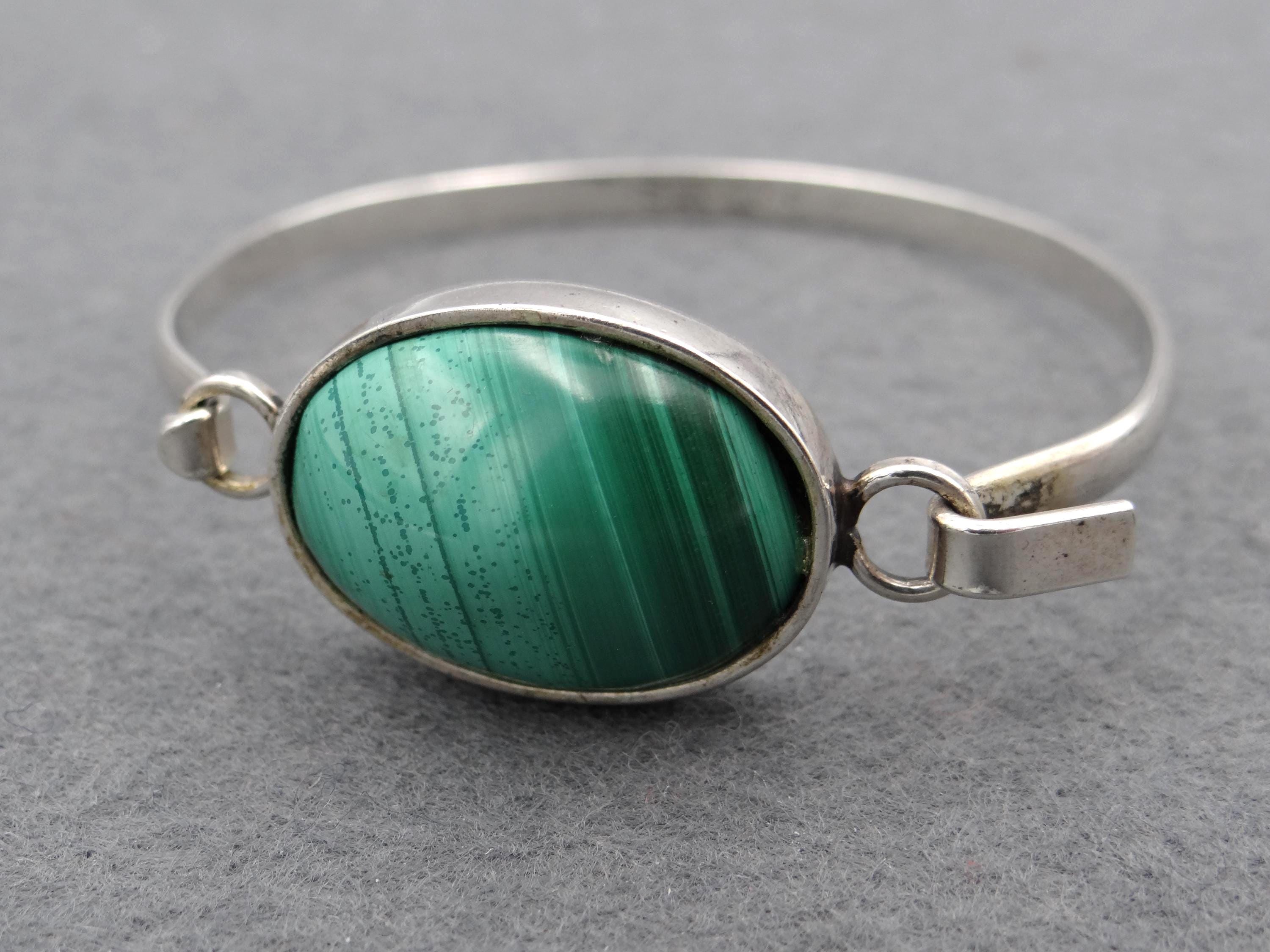 Vintage Svein Solberg #5 Sterling Silver 925S and Malachite Bangle