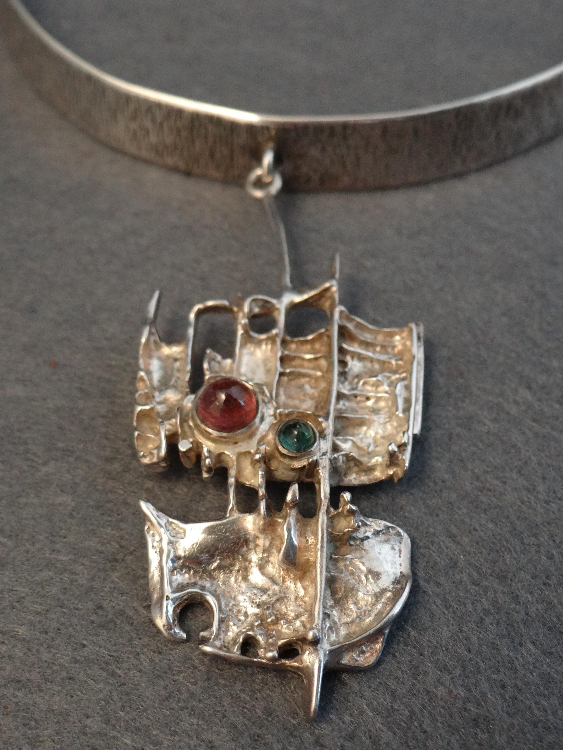 Vtg Signed Juhls Kautokeino Sterling 925 Modernist Necklace