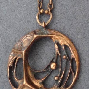 vintage KARL LAINE spiderweb bronze pendant and chain FINLAND
