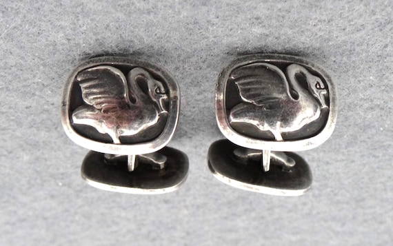 Vintage Rare Georg Jensen #55 Swan Cufflinks Sterling Silver 925S