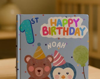 Personalized 1st Birthday Keepsake Book | Custom Name for Baby Boy or Girl | Party Favor Gift
