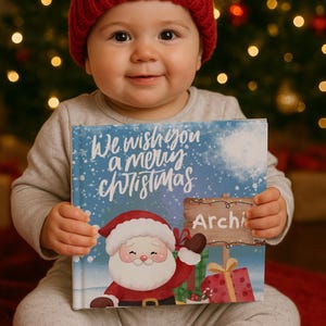 Baby Name Christmas Book Personalized – Santa or Snowman Design, Hardcover or Softcover