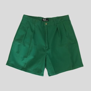 Vintage 1990s Polo Ralph Lauren Green Pleated Mens Preppy Casual Chino Shorts - 34