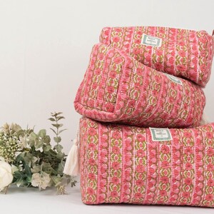 Petal Pink Handmade Quilted Wash Bag