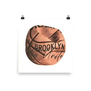 Brooklyn Street Basketball Art Print – Retro Style Wall Decor for Sports Fans & Urban Interiors