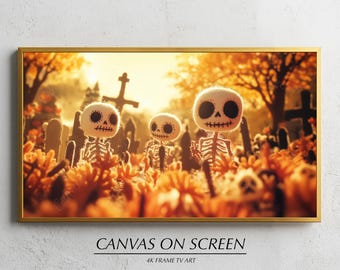 Frame TV Art - Halloween Home Decor, Spooky Skeleton Digital Download, Stop Motion & Creative Frame Art for Your TV