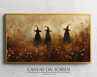 Frame TV Art - Halloween Home Decor, Spooky Witch Painting, Classic Oil Painting, Digital Download for Festive TV Display