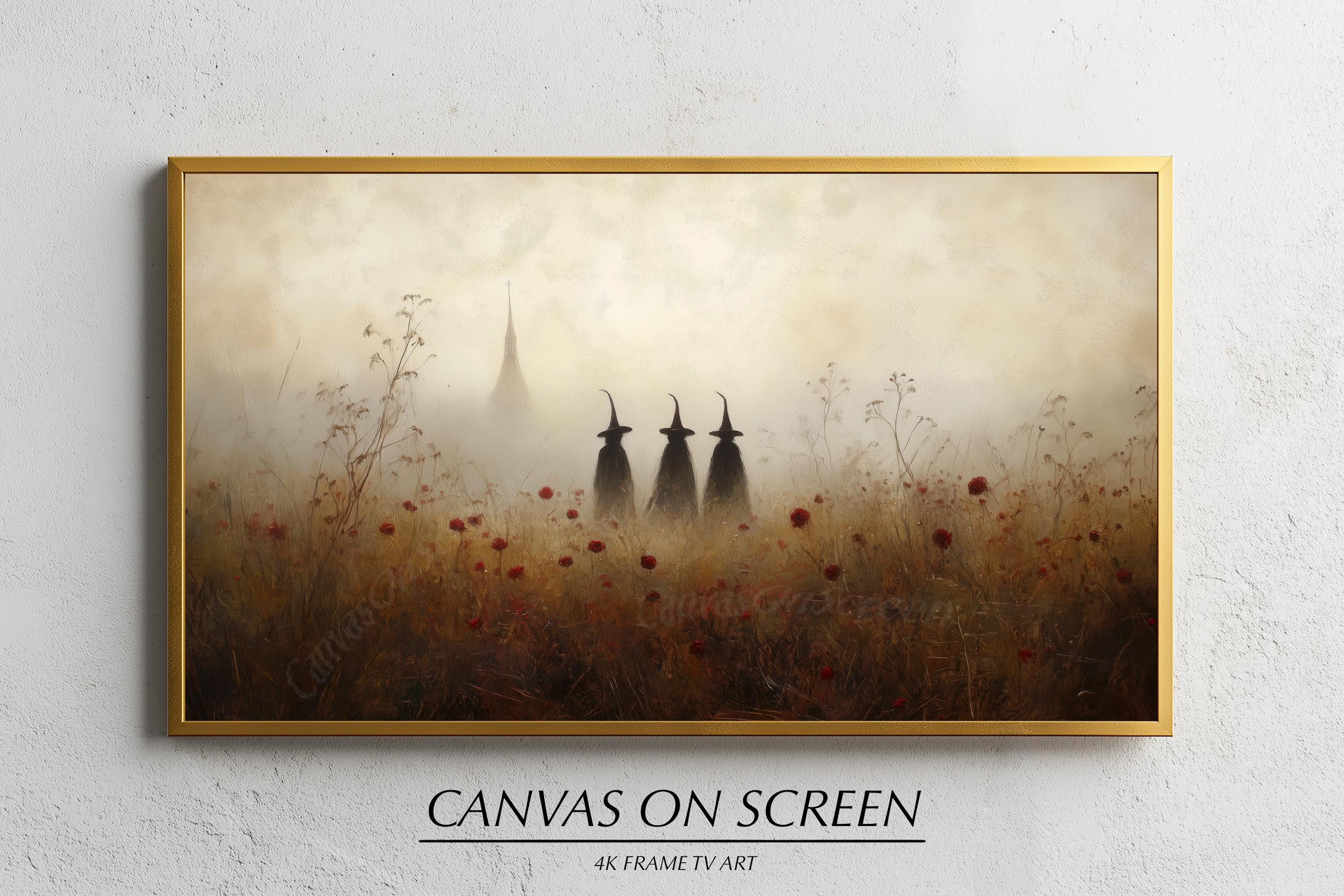 Frame TV Art - Halloween Home Decor, Spooky Witch Painting, Classic Oil Digital Download, Framed Artwork for TV Displays
