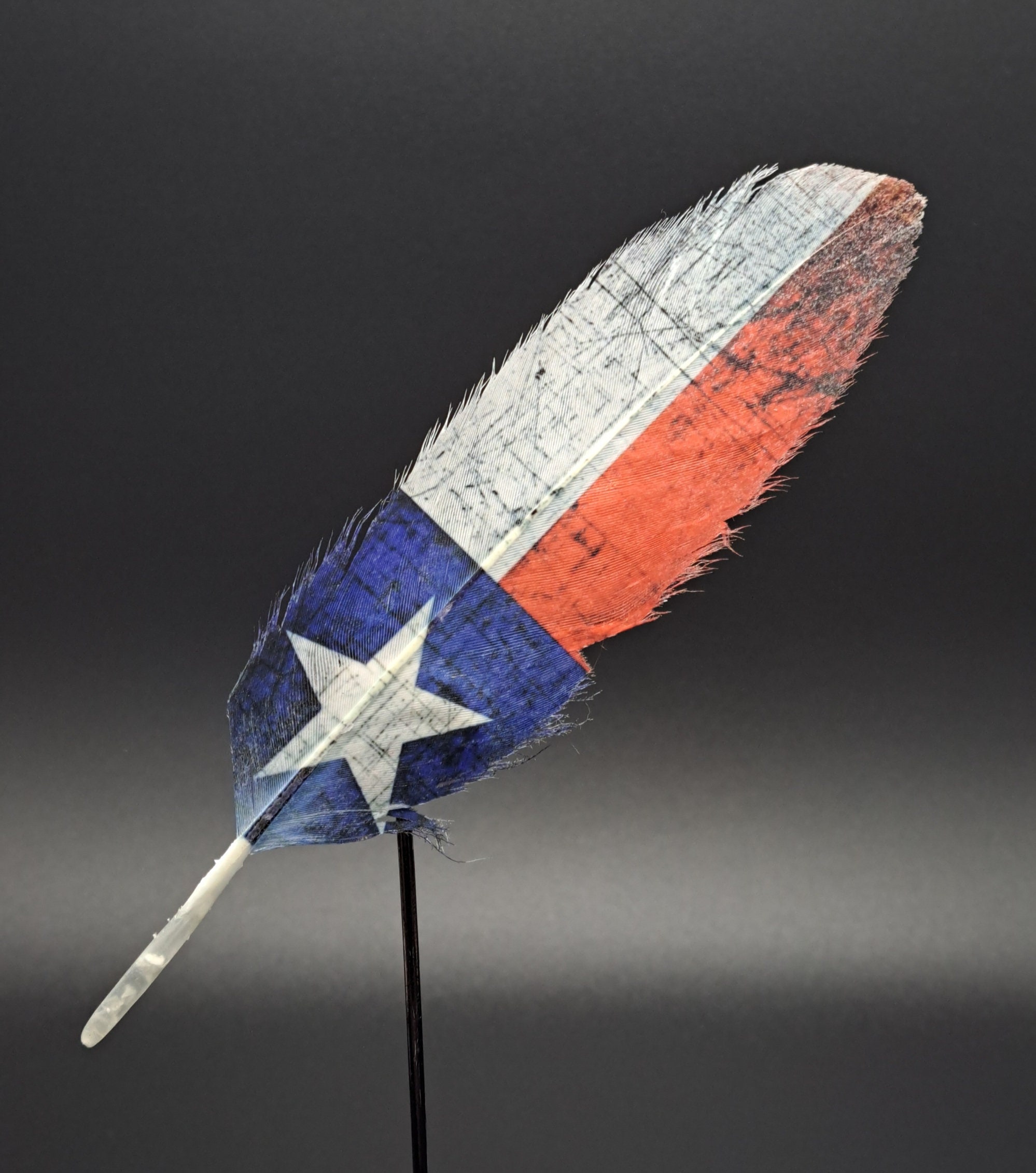 Rustic Texas State Flag Hat Feather 