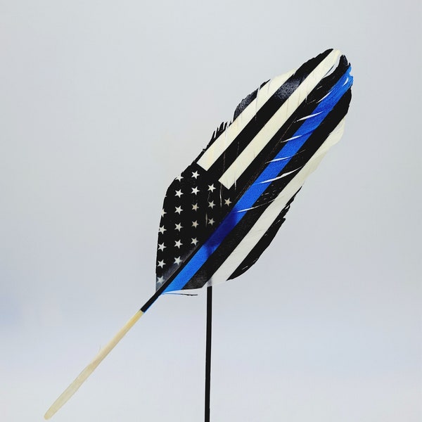 Blue Line Flag Hat Feather