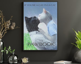 The Notebook Wall Art Print, Black Cat Print, Black Cat Art, Movie Parody Print, Funny Cat print, Valentines gift Idea, Home decor Poster