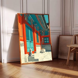 Vibrant Dancheong Palace Art Print | Korean Heritage Decor | Colorful Digital Print | Cultural Wall Art | Unique Gift Idea image 3