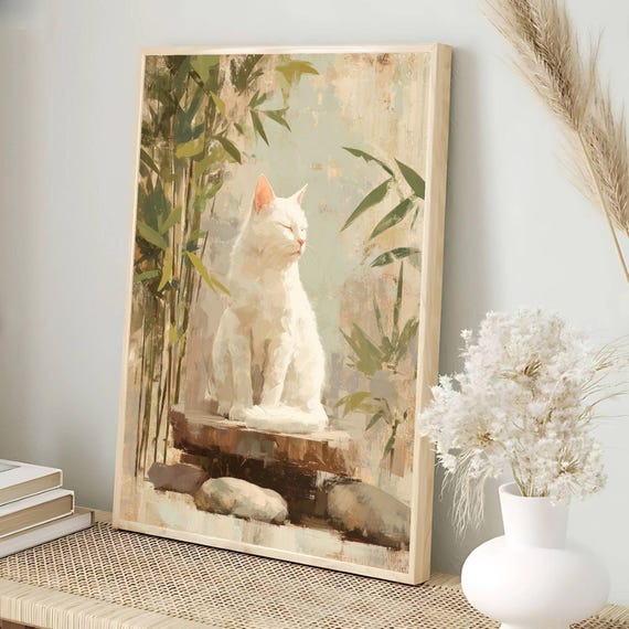Zen-Katze Meditation Kunstdruck | Bambus Digitaler Download | Ruhige  Wandkunst | Katzenliebhaber Geschenk | Zen-Dekor fr Zuhause | Meditation  Kunst Geschenk - Etsy.de