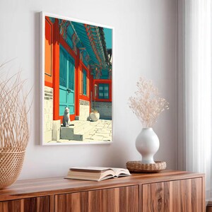 Vibrant Dancheong Palace Art Print | Korean Heritage Decor | Colorful Digital Print | Cultural Wall Art | Unique Gift Idea image 10