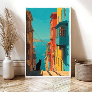 Colorful Chile Hillside Art Print | Vibrant Landscape Poster | Home Decor Wall Art | Nature Lover Gift | Modern Decor Scene