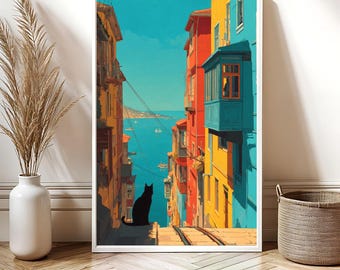 Colorful Chile Hillside Art Print | Vibrant Landscape Poster | Home Decor Wall Art | Nature Lover Gift | Modern Decor Scene