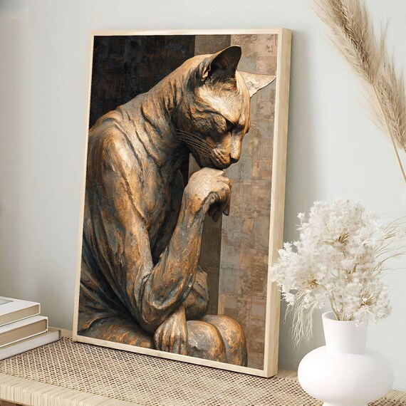 Rodin the Thinker Cat Art Print | Digital Download | Cat Lover