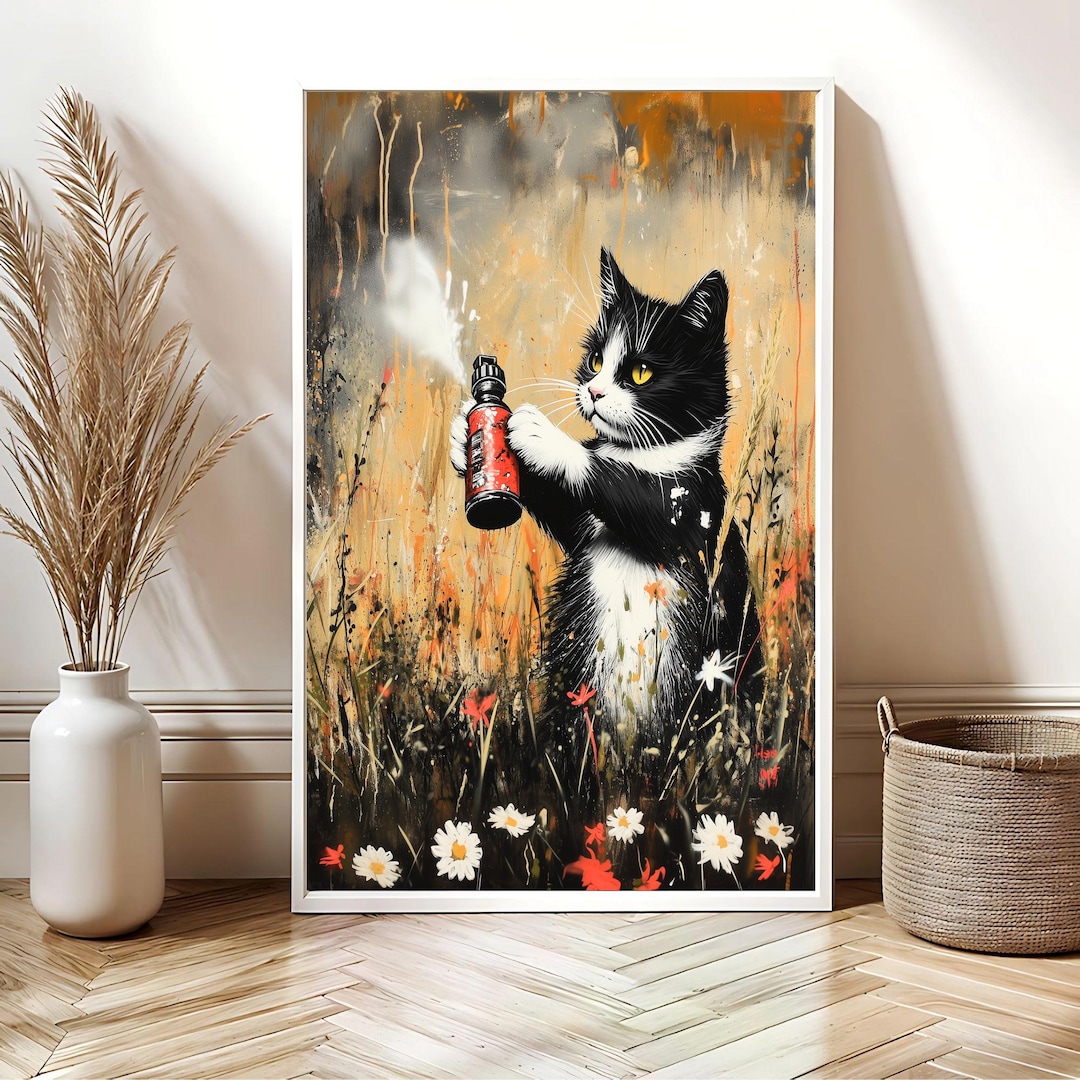 Banksy Cat Street Art Print | Graffiti Digital Download | Urban Cat ...