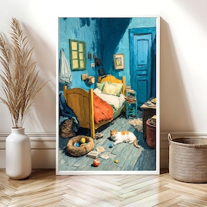 Van Gogh kat kunstafdruk | Digitale download met gewaagde kunst | Dierenliefhebbers muurkunst | Grappig dierendecor | Cadeau voor kattenliefhebber | Galerijkunst downloaden