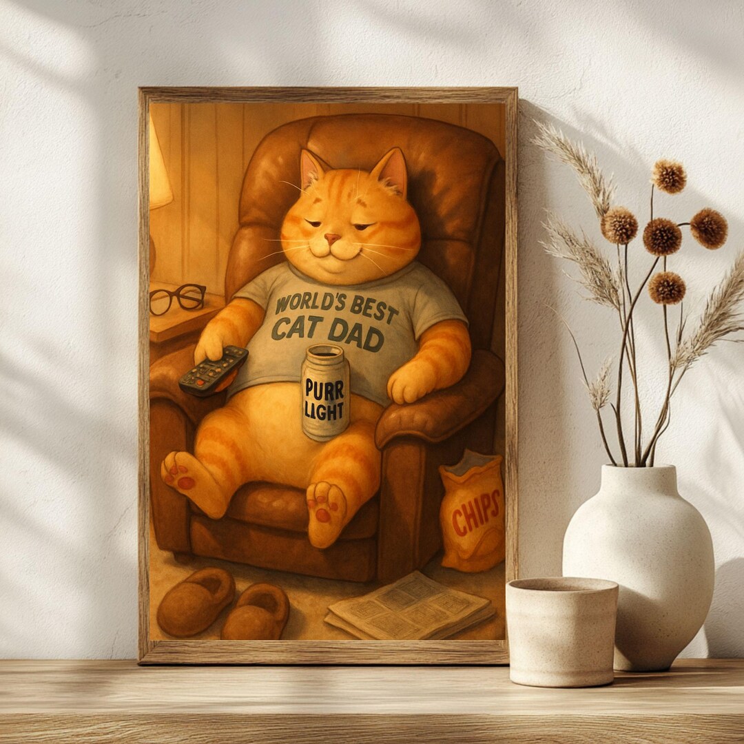 Funny Cat Dad Poster | Humor Digital Art Print | Cat Lover Gift ...