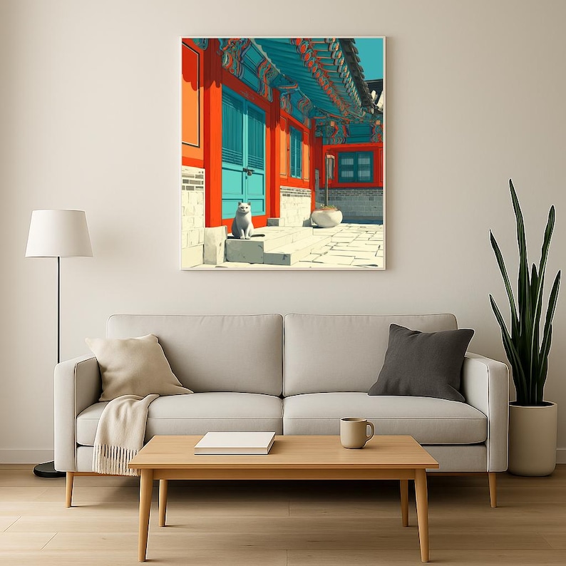 Vibrant Dancheong Palace Art Print | Korean Heritage Decor | Colorful Digital Print | Cultural Wall Art | Unique Gift Idea image 2