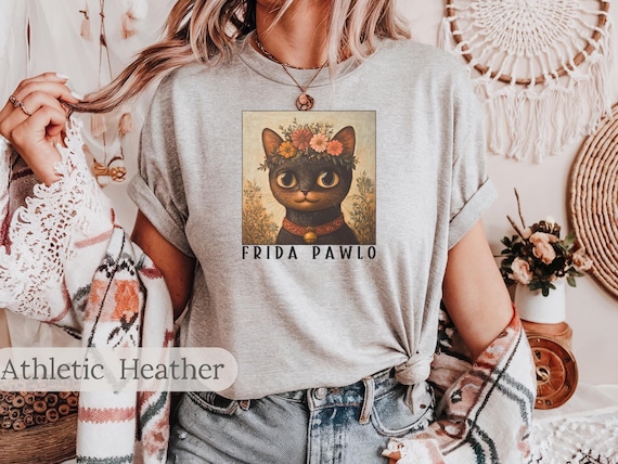 Frida Kahlo Cat Shirt, Cat Tshirt, Cat Tee, Funny Cat shirt, Art Lover, Ladies Shirts, Funny gift Idea, Cat Pun Shirt, Frida Kahlo Art Tee