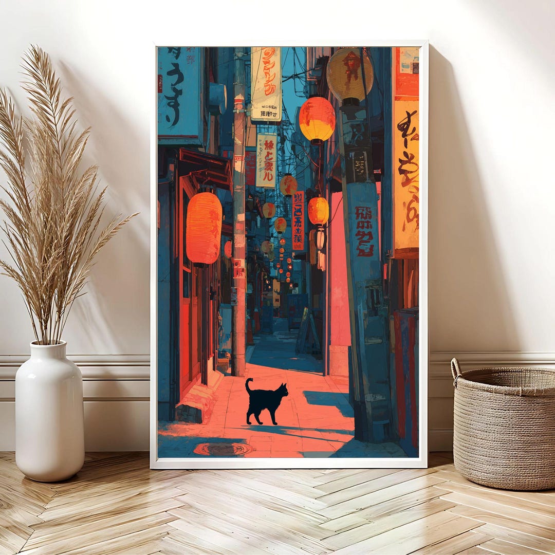 City Cat Digital Art Print | Urban Cat Wall Art | Printable Cat Poster ...