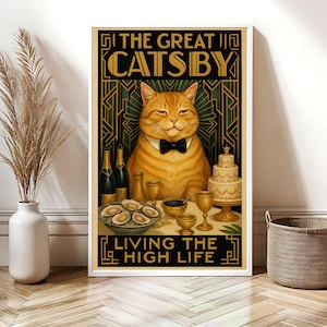The Great Catsby Digital Art Print | Renaissance-Inspired Cat Painting | Unique Feline Wall Art | Perfect Gift for Cat Lovers | Classic Deco