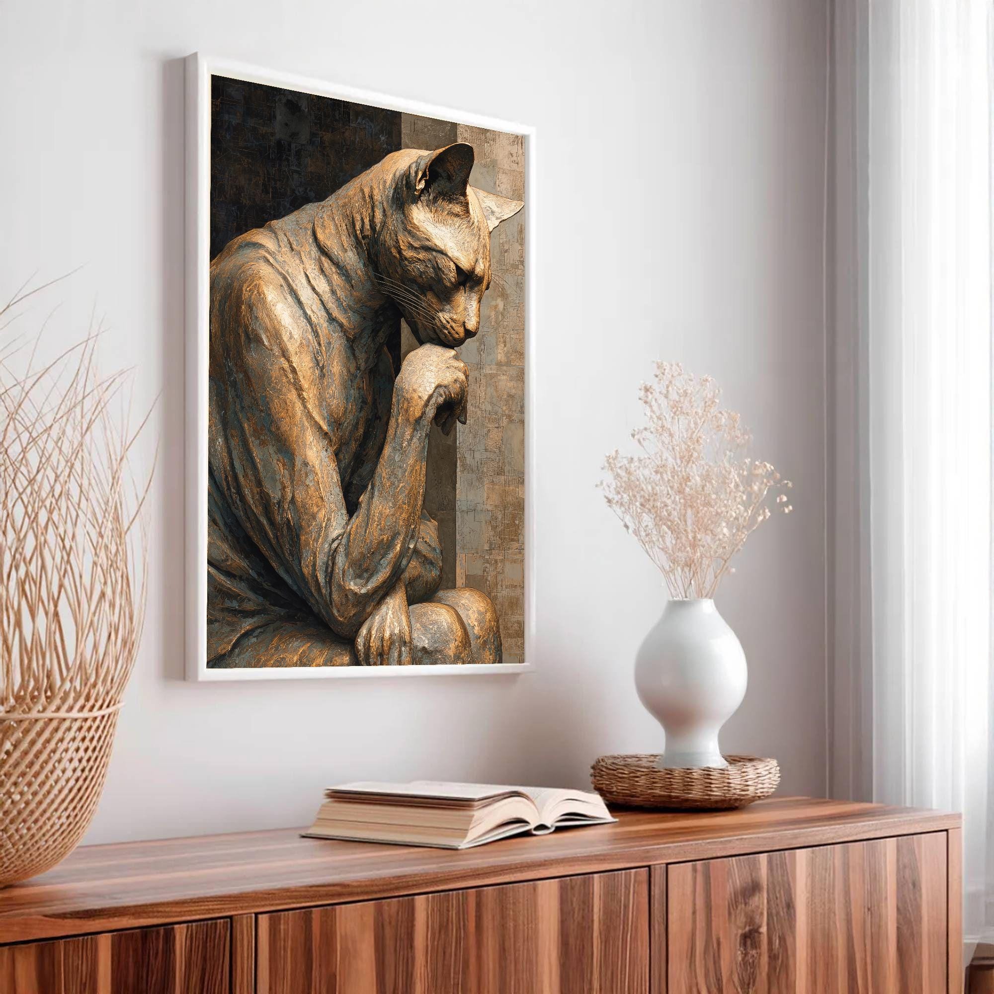 Rodin the Thinker Cat Art Print | Digital Download | Cat Lover